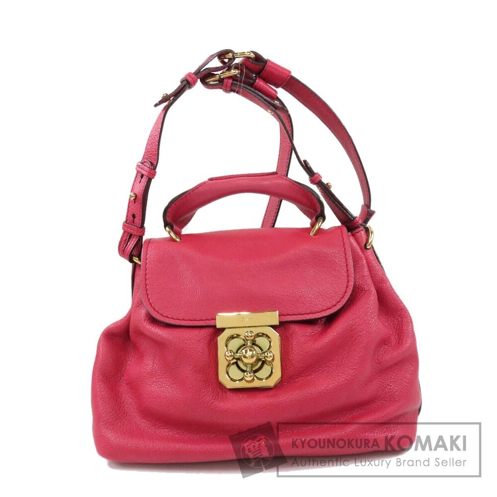 Chloe shoulder bag leather distinct metallic lock Pink